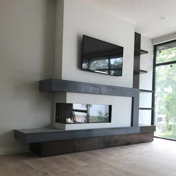Concrete fireplace